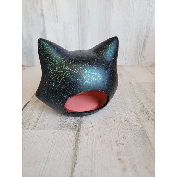 Vintage ceramic black cat face tea light holder candle Halloween - Picture 7 of 10